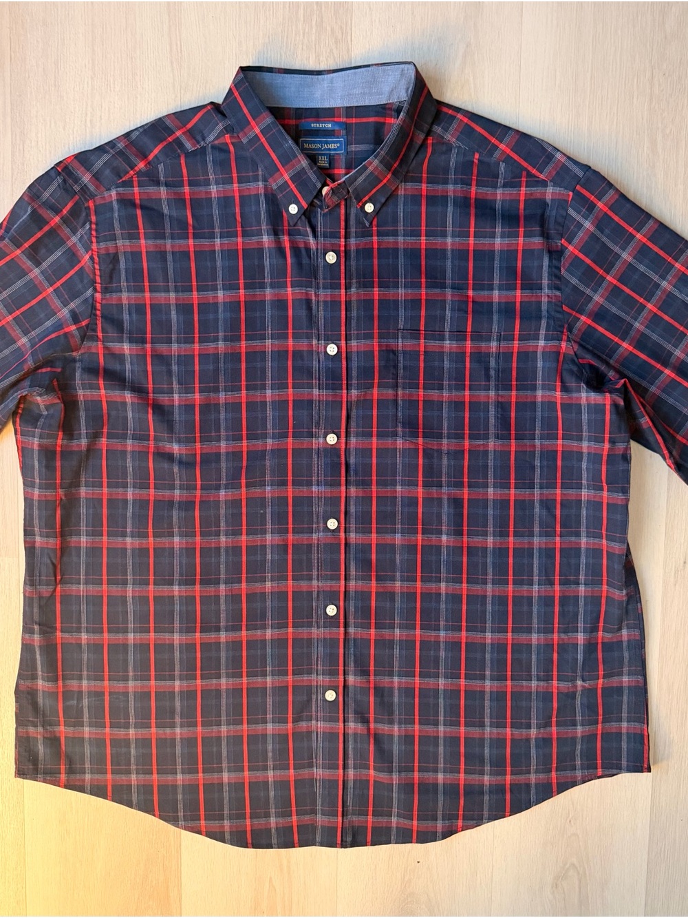 madison james Navy & Red Plaid Button-Down Shirt